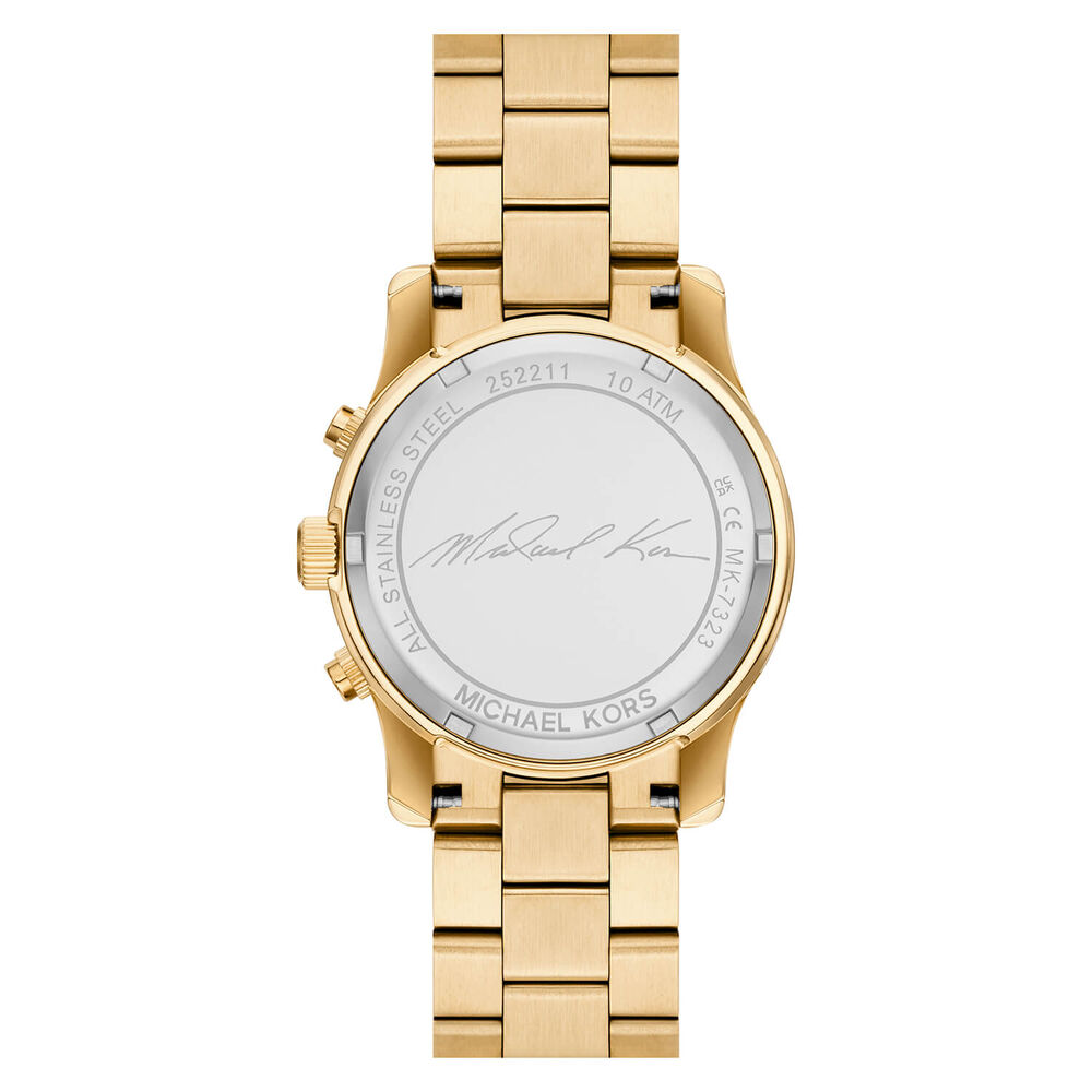 Michael Kors Runway 38mm Champagne Chrono Dial Yellow Gold PVD Bracelet Watch image number 3