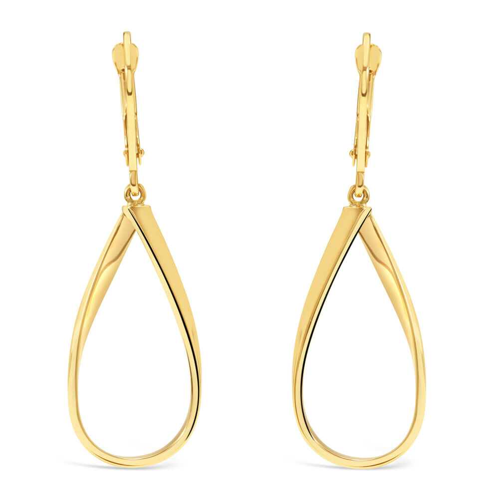 9ct Yellow Gold Open Oval Twist Drop Earrings image number 0