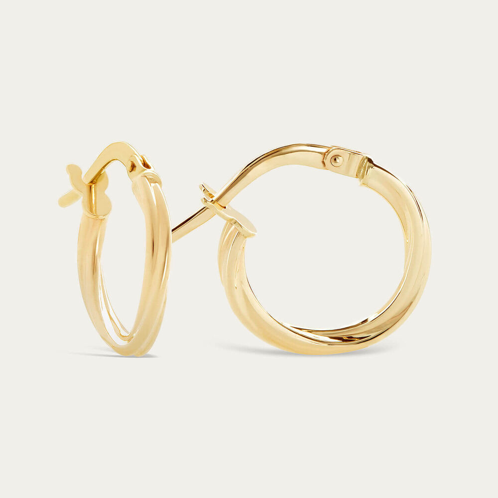 9ct Yellow Gold Polished Twist Hoop Earrings