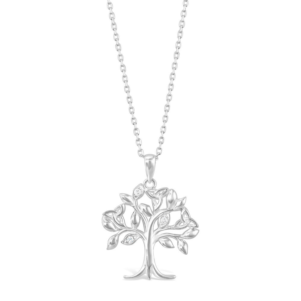 Celtic Sterling Silver and Cubic Zirconia Tree of Life Pendant image number 0