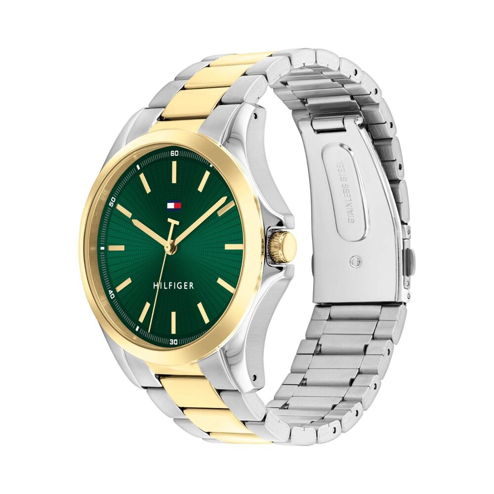 Tommy Hilfiger 43mm Green Dial Two Tone Steel Bracelet Watch image number 1