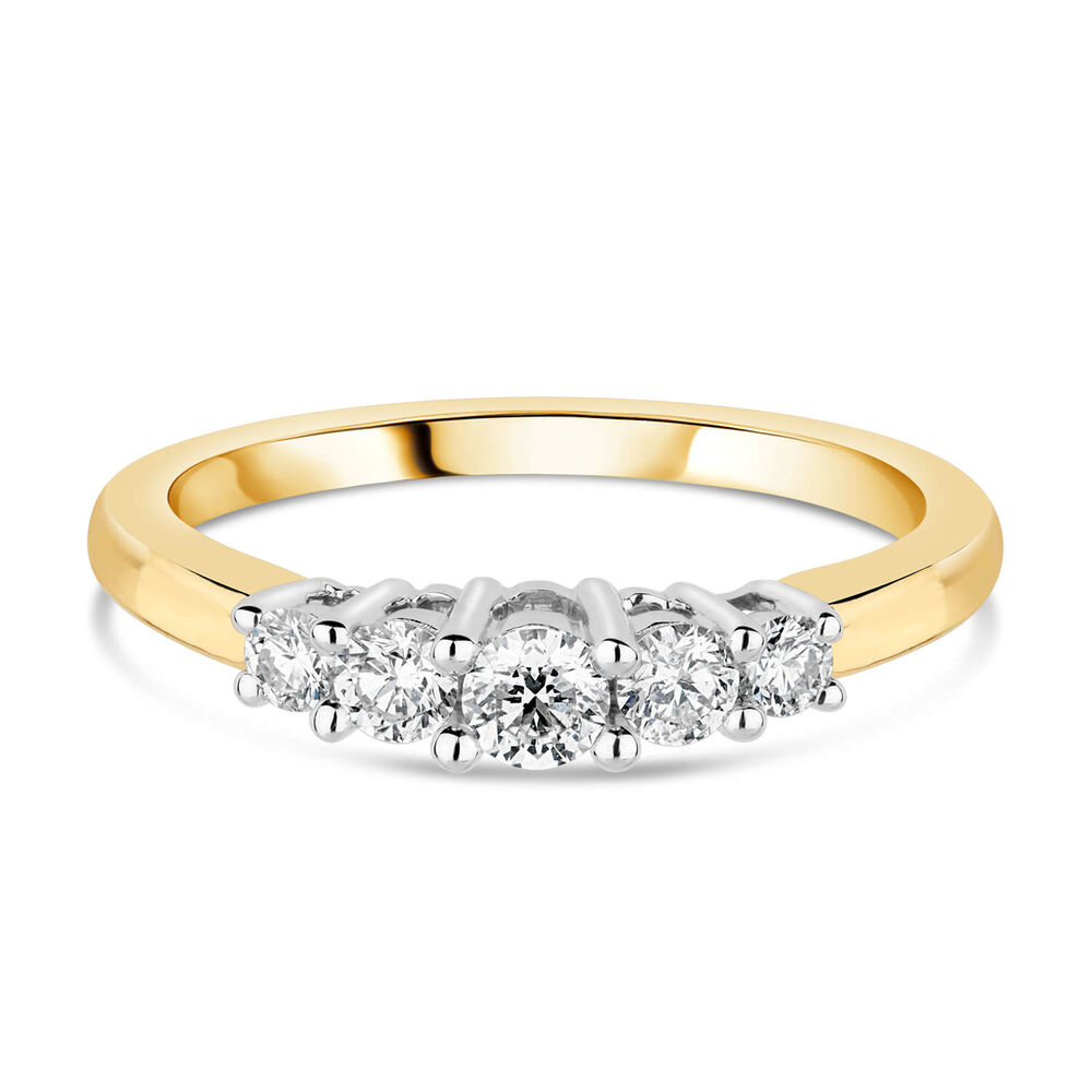 18ct Yellow Gold Claw 5 Stone 0.51ct Diamond Ladies Ring image number 4