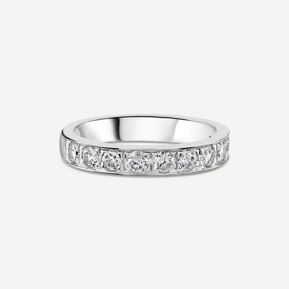 9ct White Gold 3.5mm 0.67ct Diamond Pave Set Wedding Ring- (Special Order) image number 2