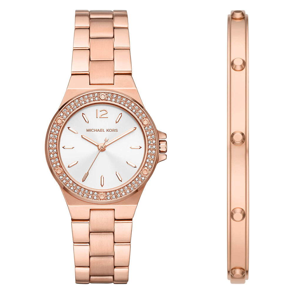 Michael Kors Lennox 37mm Silver Dial Crystal Bezel Bracelet Watch