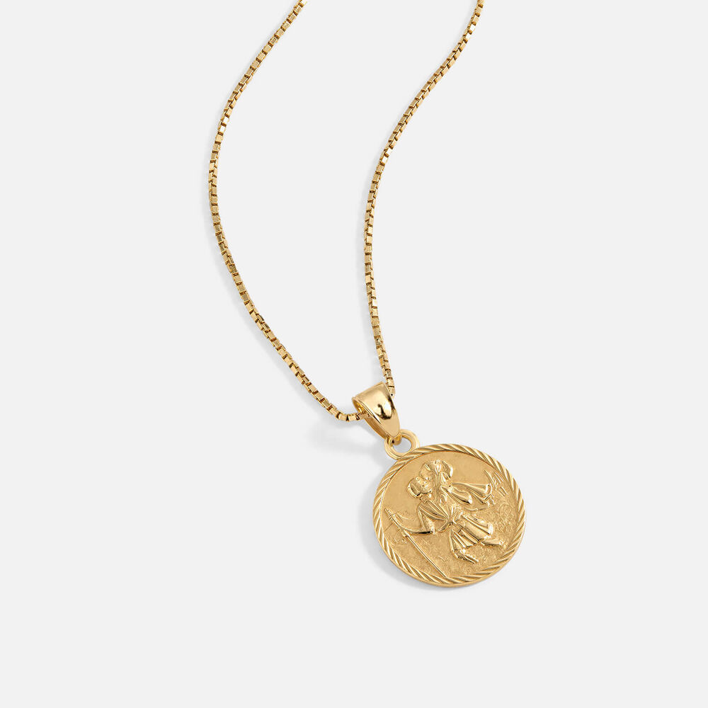 Yellow Gold Plated Sterling Silver St Christopher Medal Pendant
