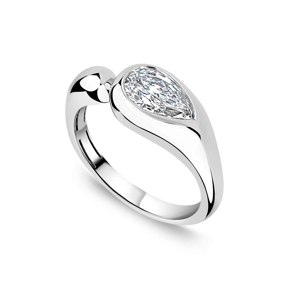 Born Orbit 9ct White Gold Lab Grown 1ct Pear Diamond Ring