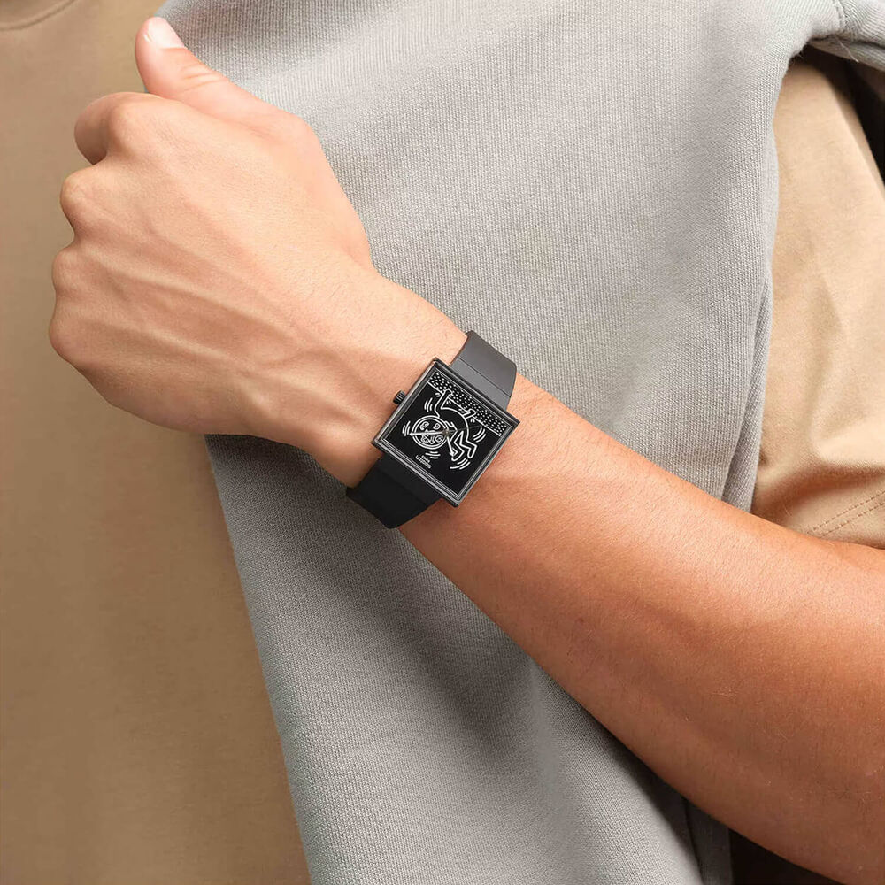 Swatch Break Time 41.8mm Square Black Dial Black Silicone Strap Watch image number 5