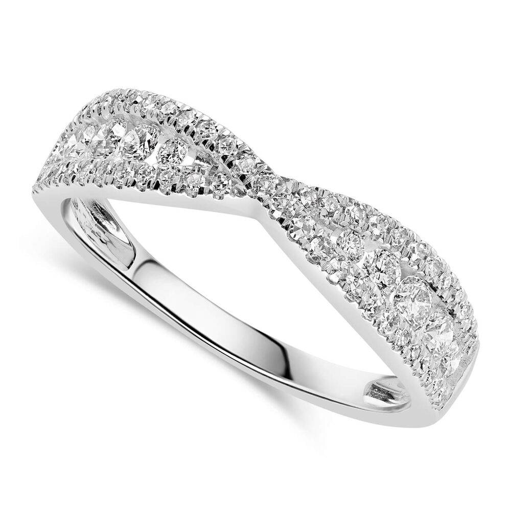 9ct White Gold 0.50ct Diamond Crossover Ring image number 0