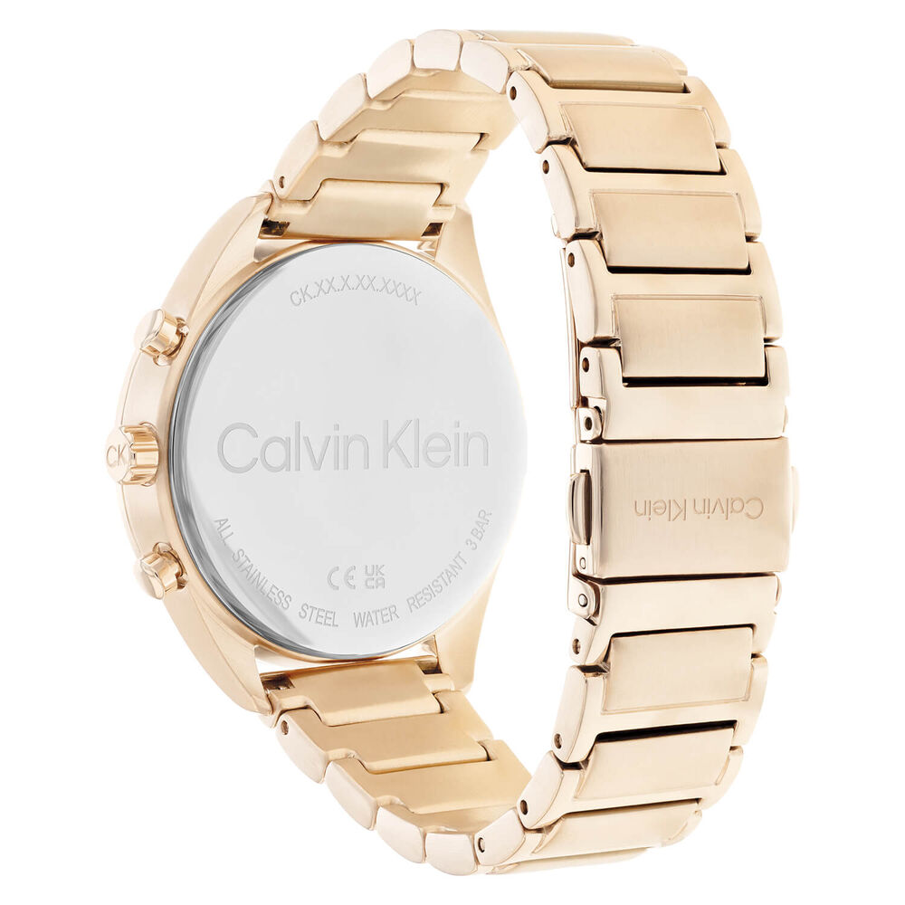 Calvin Klein Sport Ready 38mm Blue Dial Blue Bezel Rose Gold IP Bracelet Watch