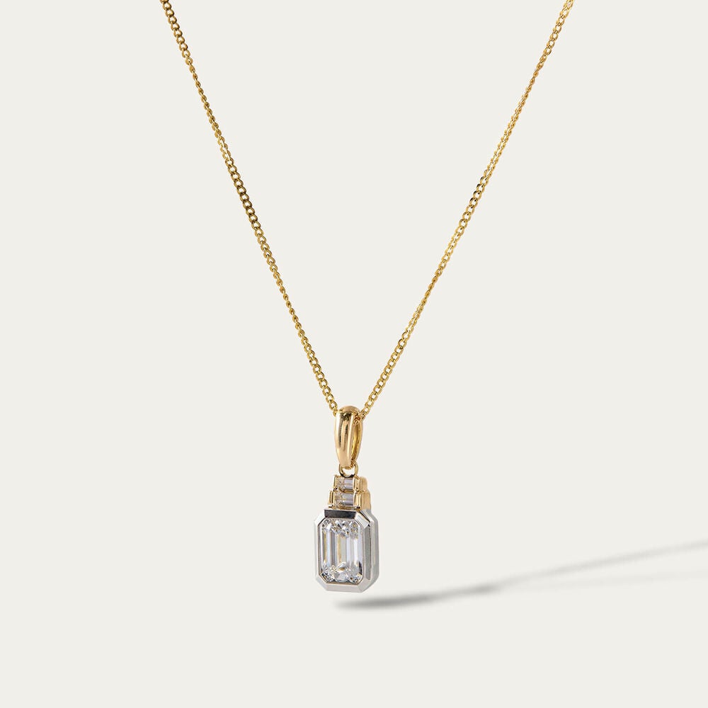 9ct Yellow & White Gold 0.75ct Lab Grown Bezel Set Diamond Pendant