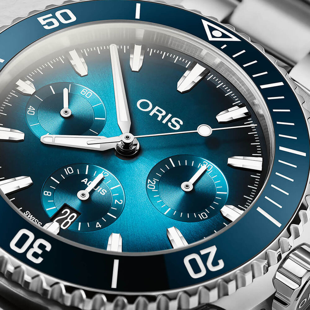 Oris Aquis Chronograph 43.5mm Blue Dial Stainless Steel Bracelet Watch
