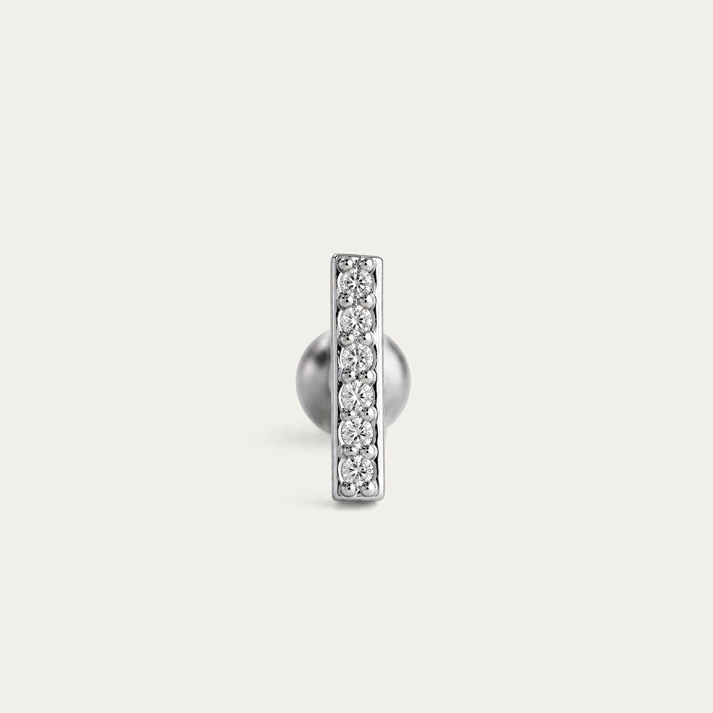 Sterling Silver Cubic Zirconia Bar Single Stud Earring
