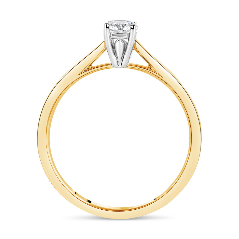 18ct Yellow Gold 0.25ct Round Diamond Tulip Setting Ring image number 2