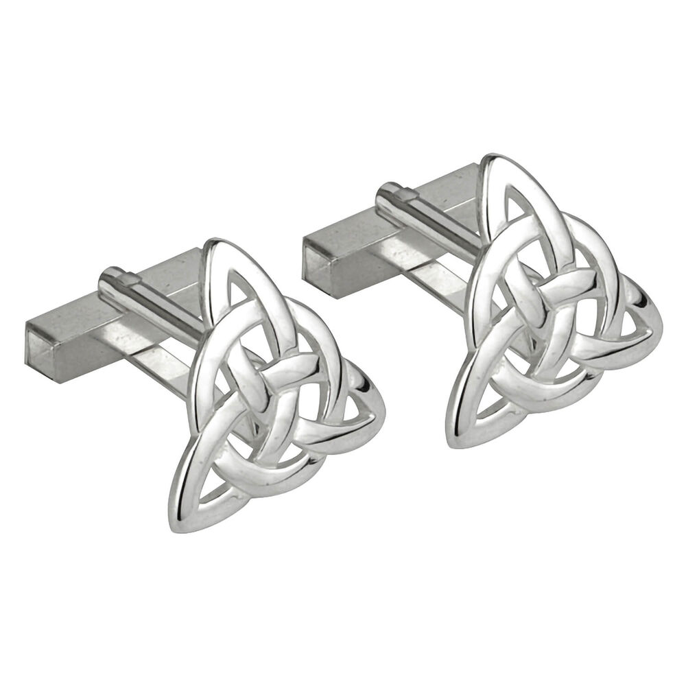 Rhodium Plated Trinity Knot Cufflinks