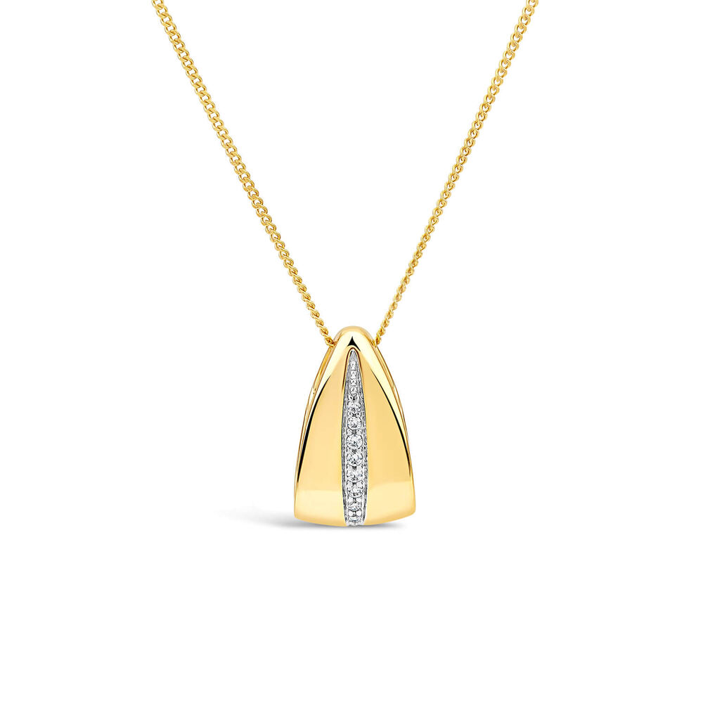 9ct Yellow Gold 0.04ct Diamond Centre Channel Polished Tear Shaped Pendant