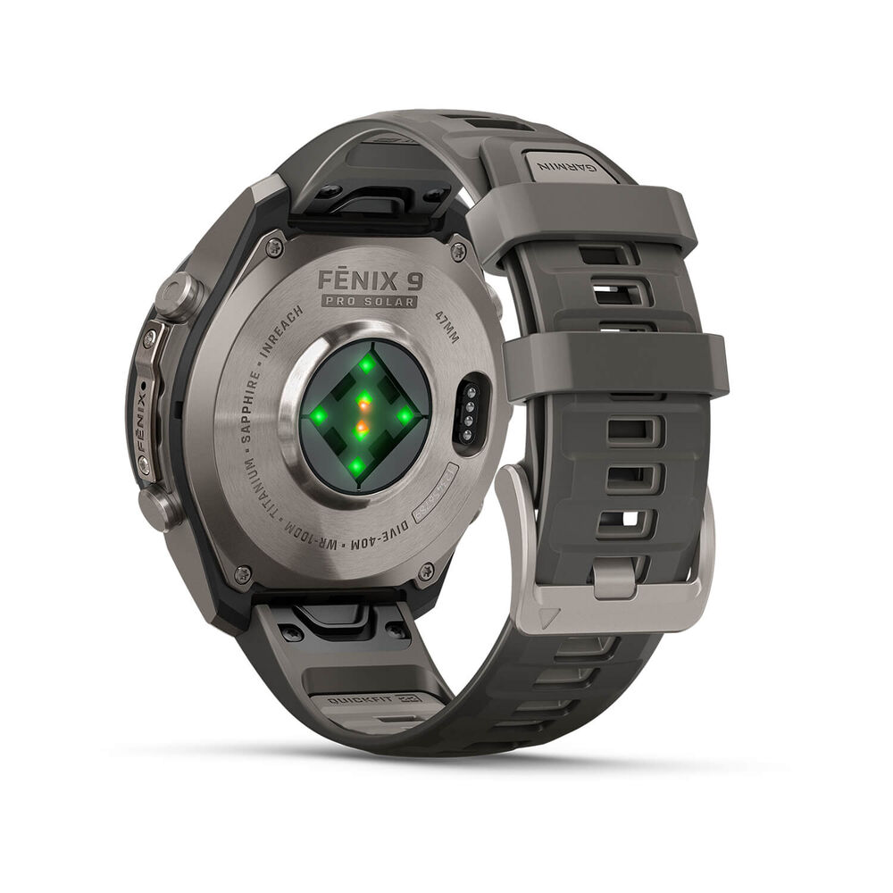 Garmin fenix 9 Pro Solar 47mm Titanium Pebble Grey Silicone Strap Watch