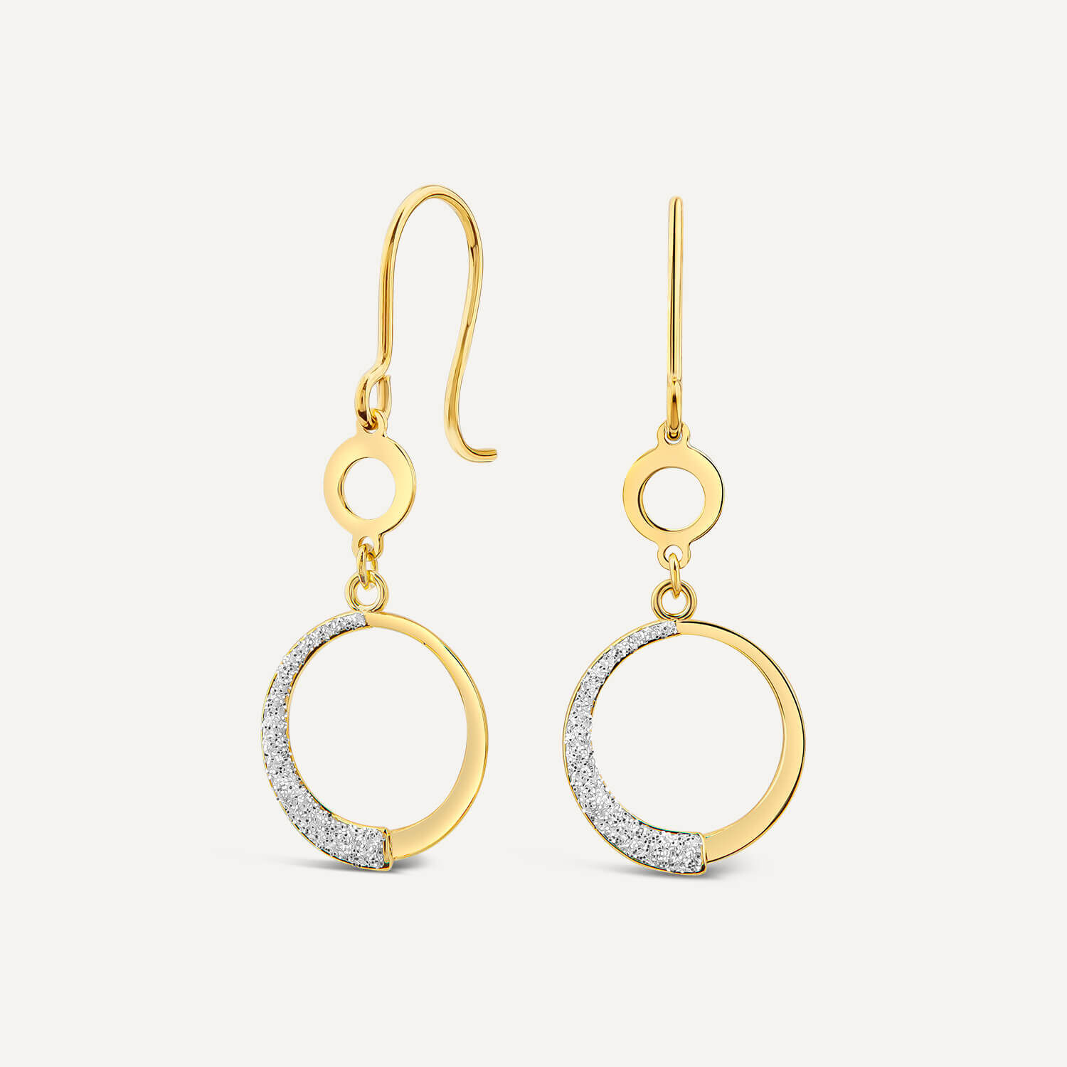 Gold drop circle discount earrings