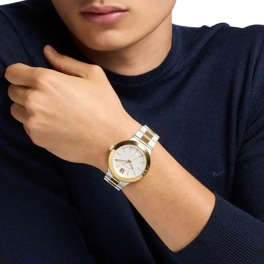 Michael Kors Billie 44mm Silver Dial Two Tone Stainless Steel Bracelet Watch