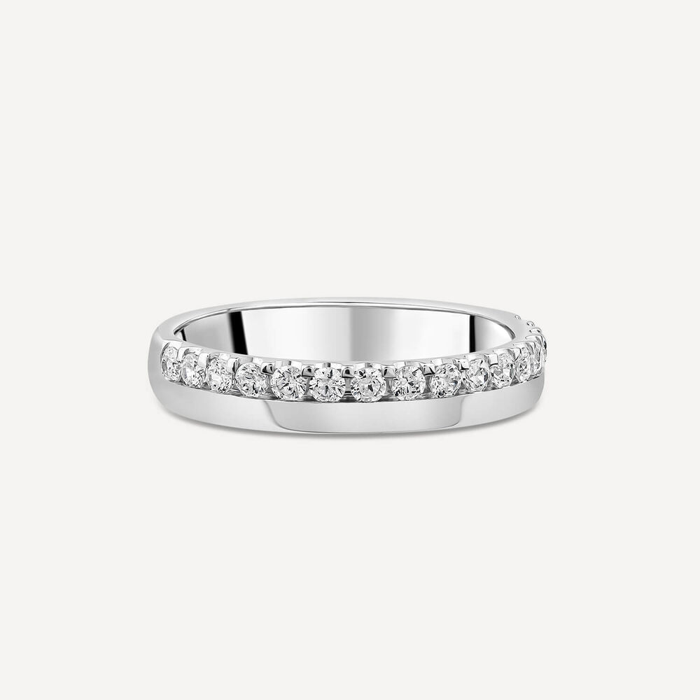 9ct White Gold 3.5mm Round Offset 0.30ct Diamond Wedding Ring image number 2