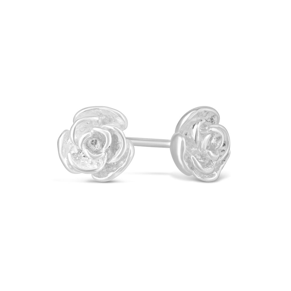 Sterling Silver Small Rose Stud Earrings image number 2