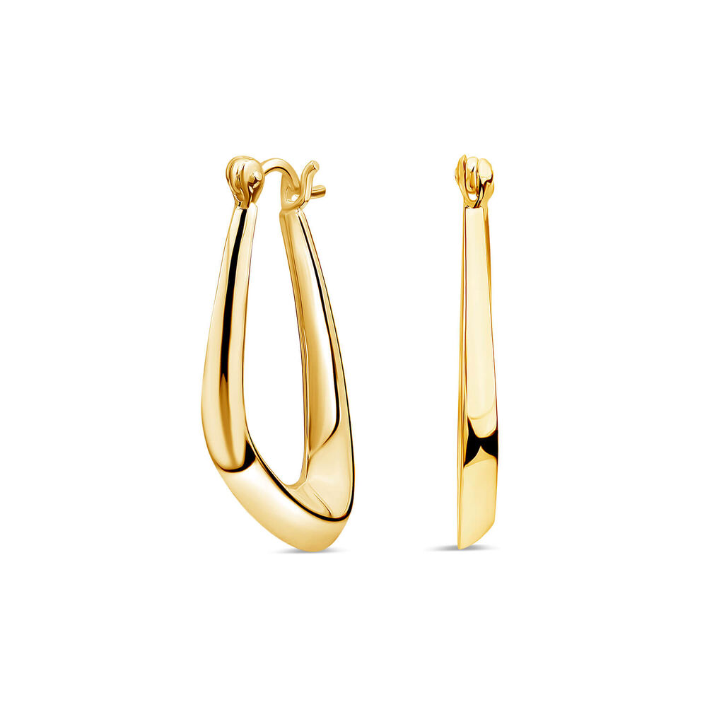 Yellow Gold Plated Sterling Silver Off Shape Hoop Earrings image number 0