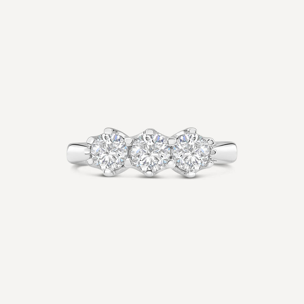 18ct White Gold 1ct 3 Stone Diamond Ring