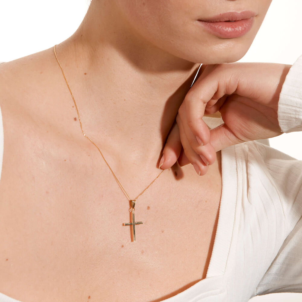 9ct Gold Cross Pendant (Chain Included) image number 6