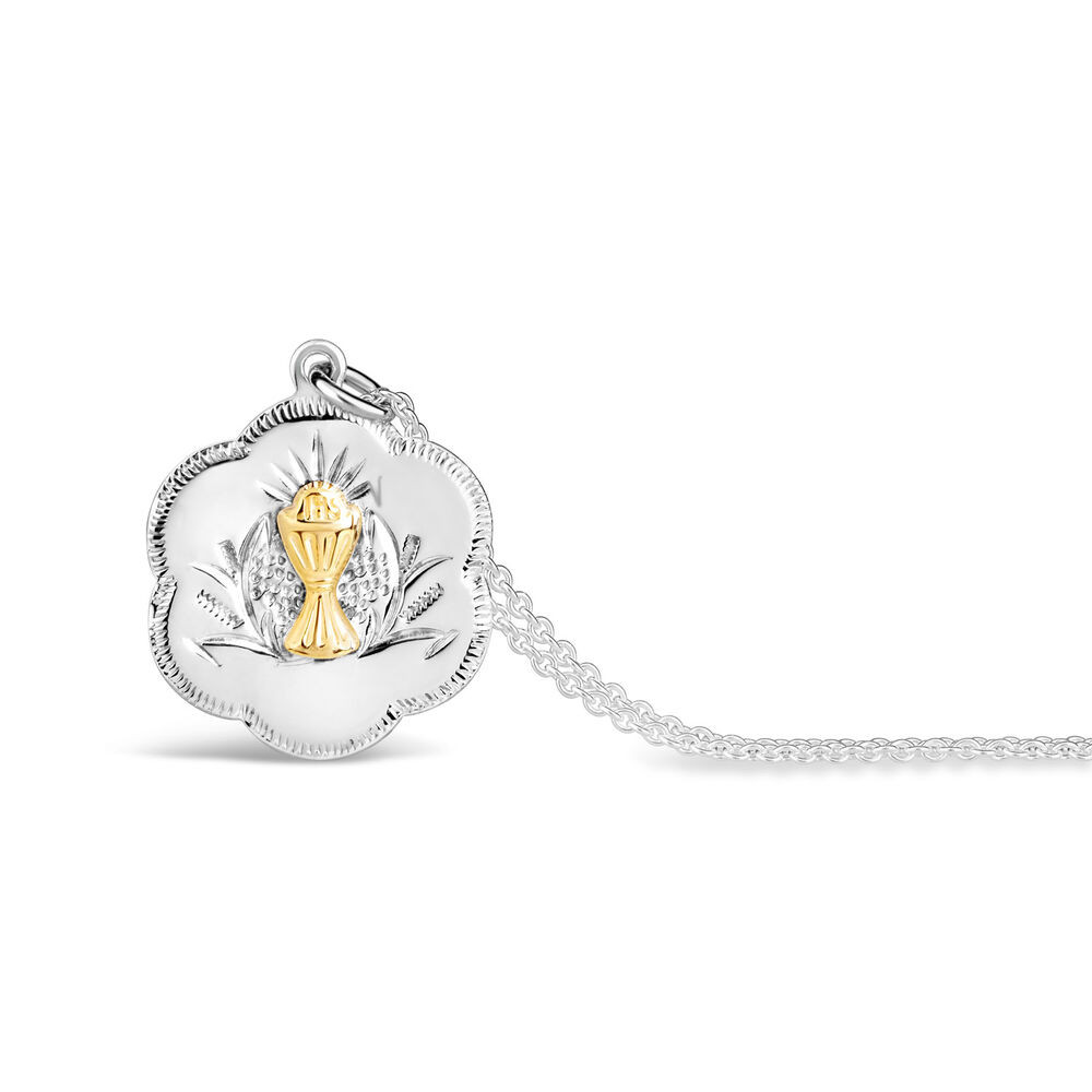 Sterling Silver & Yellow Gold-Plated Chalice Pendant (Chain Included) image number 2