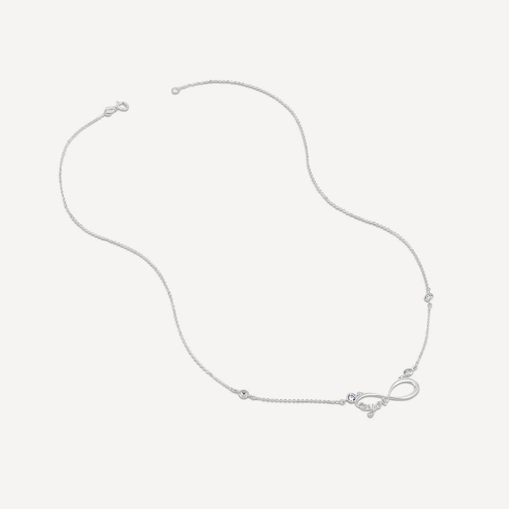 9ct White Gold Infinity Love You Stone Set Pendant image number 2