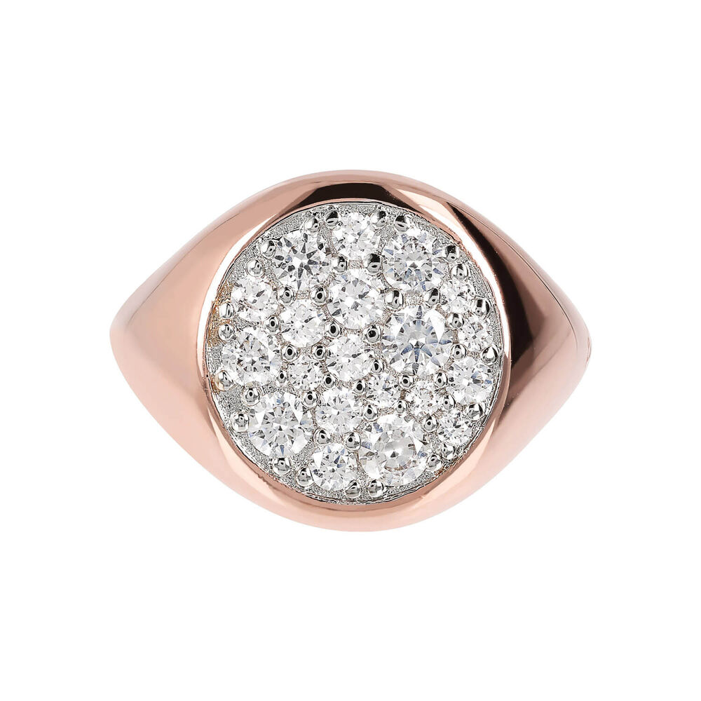 Bronzallure Altissima 18ct Rose Gold-Plated Crystal Pave Ring