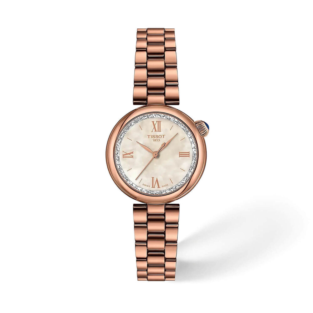 Tissot Desir 28mm Beige Mother of Pearl Dial Rose Gold PVD Stainless Steel Bracelet Watch