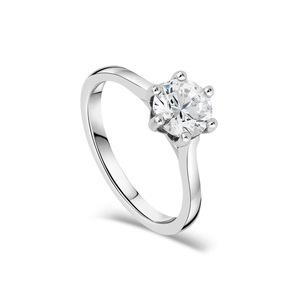 18ct White Gold 1.00ct Diamond Six Claw Ring image number 0