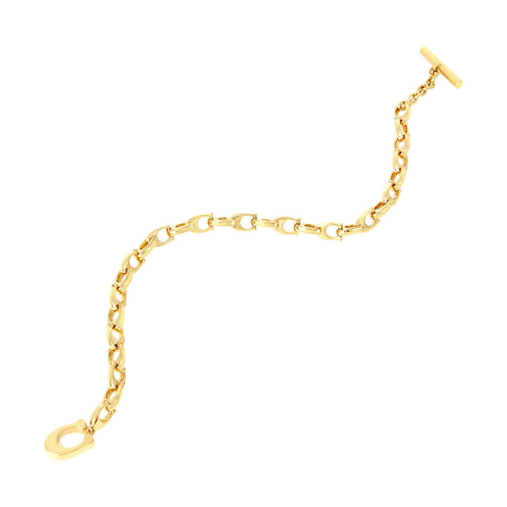 Coach Gold Tone Brass Signature Link Bracelet