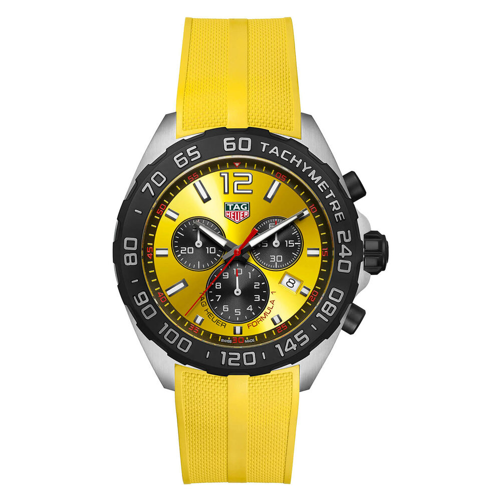 TAG Heuer Formula 1 Chronograph Quartz 43mm Yellow Dial Yellow Strap Watch