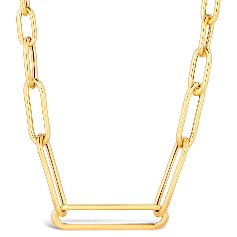 Sterling Silver Gold Plated Graduated Paperlink Ladies Necklet