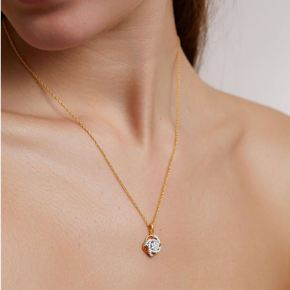 9ct White & Yellow Gold 0.25ct Diamond Knot Wrap Pendant image number 1