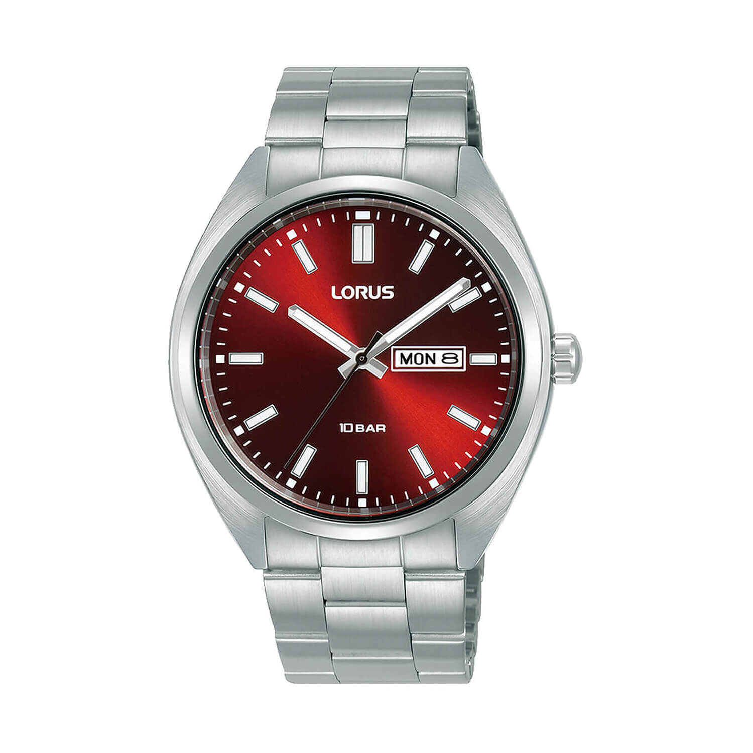 Lorus Quartz Gents 41mm Red Gradation Dial Bracelet Watch