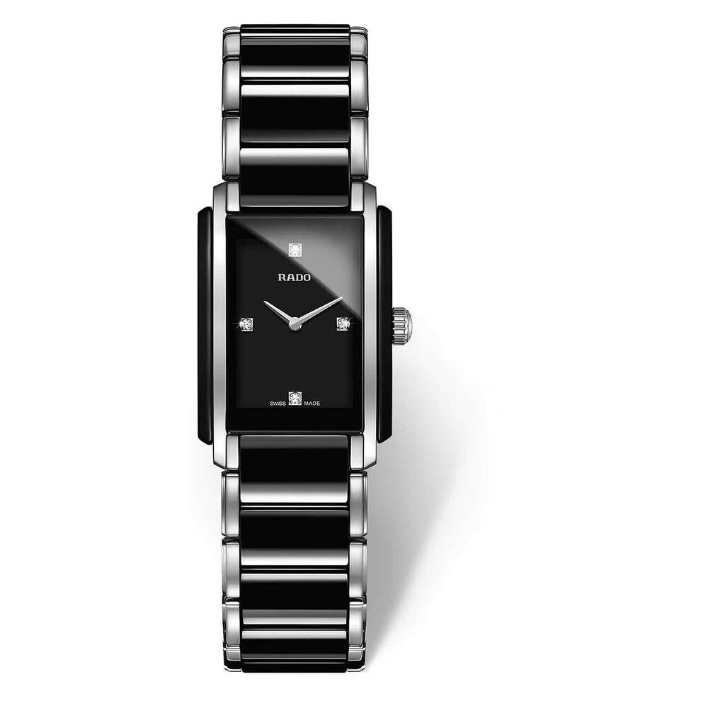 Rado Integral quartz ladies' diamond-set black and steel bracelet watch