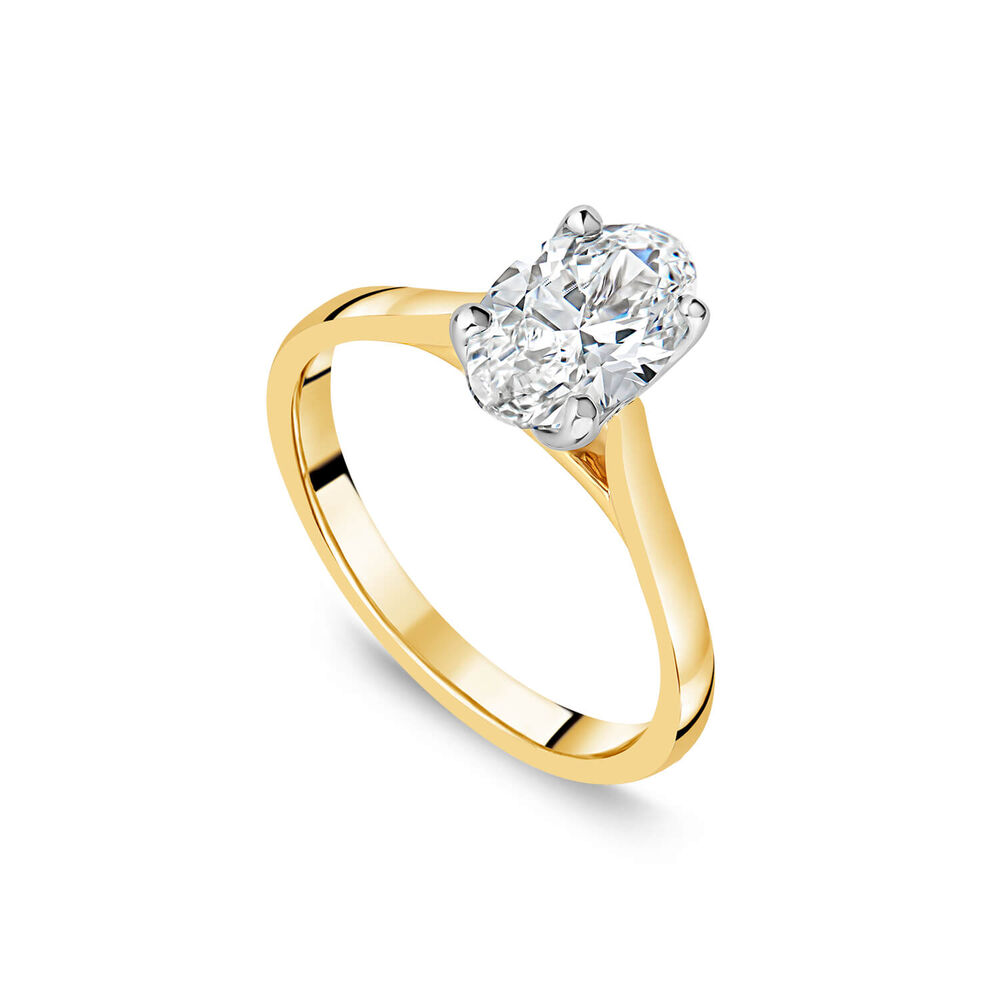 Born 18ct Yellow Gold Lab Grown 1.20ct Solitaire Oval Diamond Ring