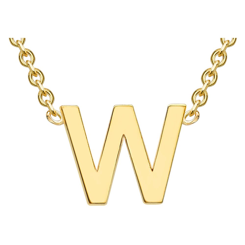 9 Carat Yellow Gold Petite Initial W Necklet (Special Order) image number 0