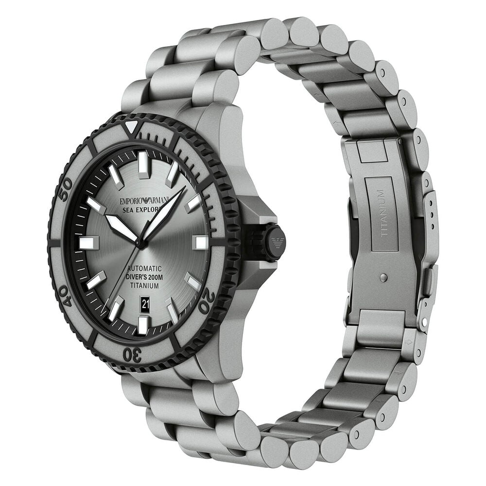 Emporio Armani Sea Explorer 42mm Grey Dial Grey Titanium Bracelet Watch