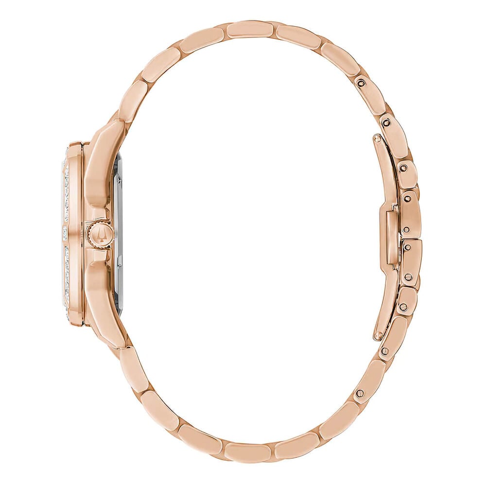 Bulova Marine Star Diamond 32mm White Dial Rose Gold Tone Stainless Steel Bracelet Watch image number 1