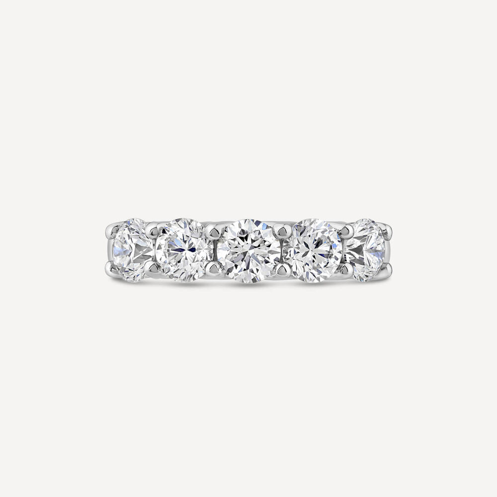 Born Platinum 2ct Lab Grown 5 Stone Half Eternity Diamond Ring image number 1