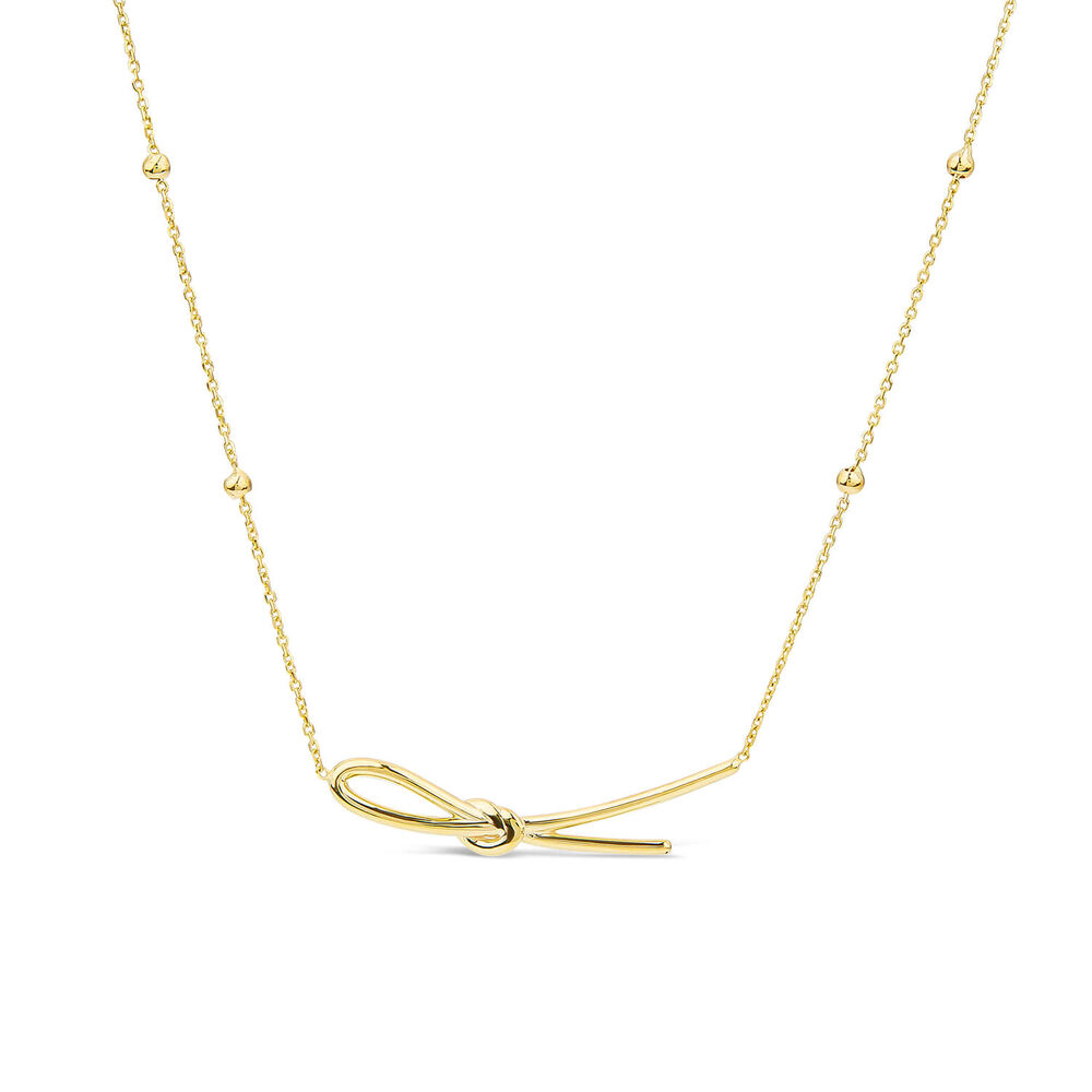 9ct Yellow Gold Long Knot Hammock Bead Chain Necklet image number 0