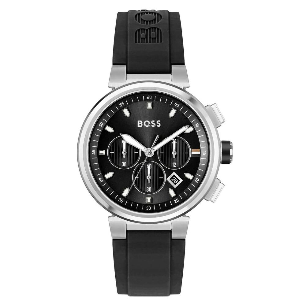 BOSS One 44mm Black Dial Black Rubber Strap Watch