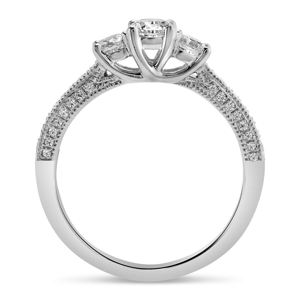 Kathy De Stafford 18ct White Gold ''Marita'' 3 Stone Diamond & Pave Shoulders 0.75ct Ring image number 2