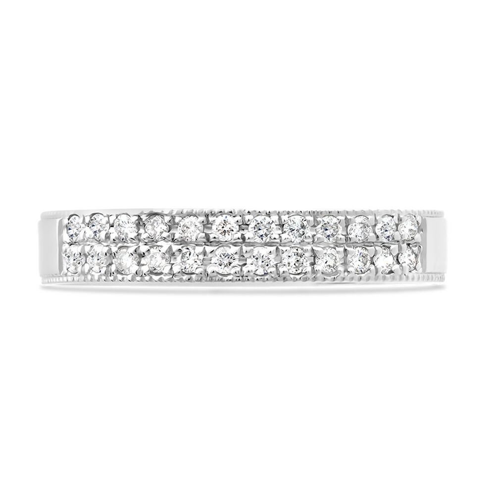 Ladies' 18ct White Gold 0.24 Carat Diamond Two Row Millgrain 3.5mm Wedding Ring