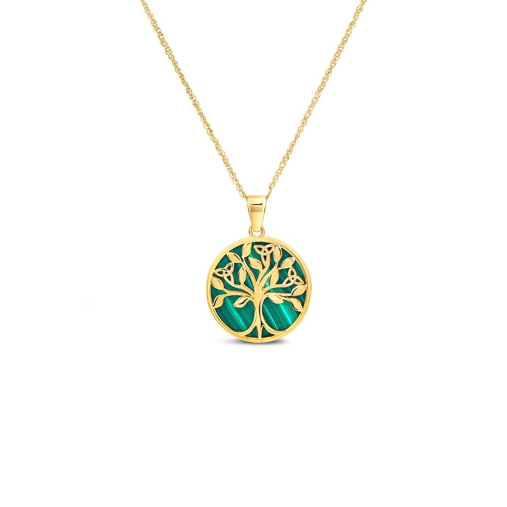 9ct Yellow Gold Malachite Tree of Life Pendant