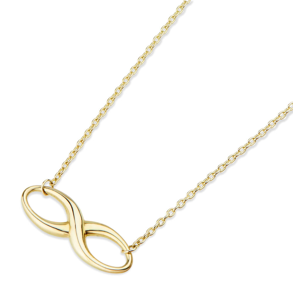 Ladies 9ct Plain Infinity Chain Necklace image number 1
