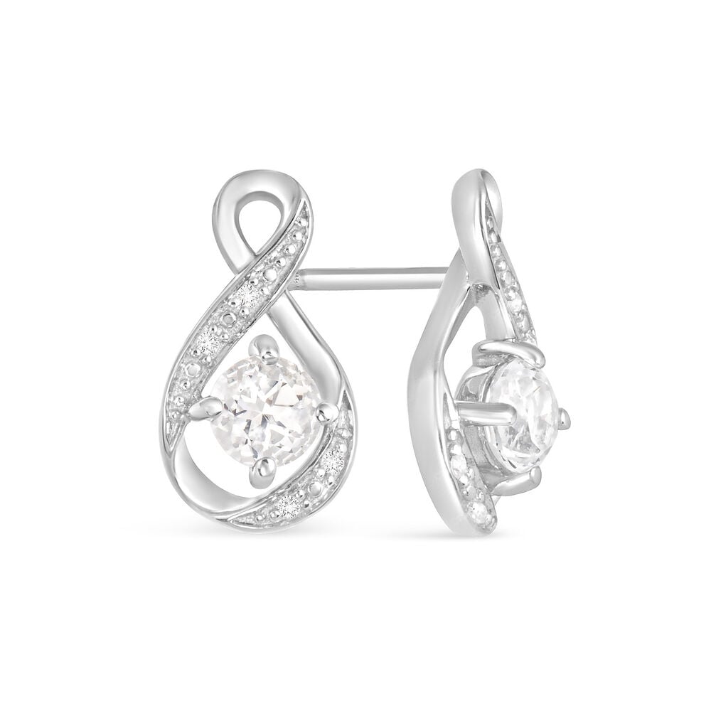 Sterling Silver and Cubic Zirconia April Birthstone Stud Earrings image number 1